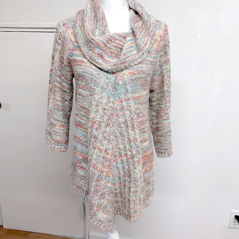 Indigo Pink and Blue Cowl Neck Sweater